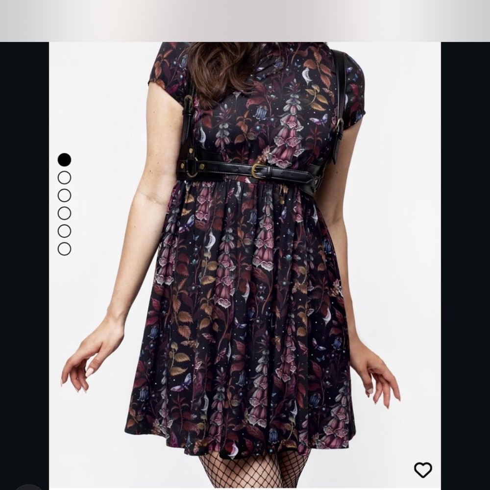 Disturbia Dark Floral Mini Dress with Black Harness